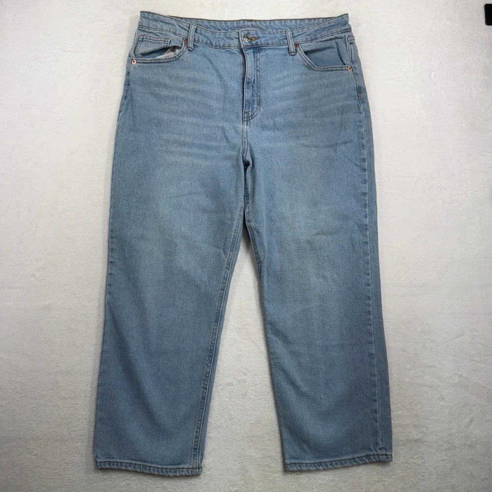 Wild Fable 16 Jeans High Rise Straight Ankle Stretch Light Blue Denim Boho Basic